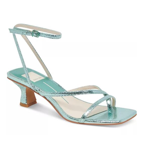 NEW Dolce Vita Women's Baylor Metallic Kitten Heeled Strappy Sandal Size 10 Blue - Picture 1 of 7